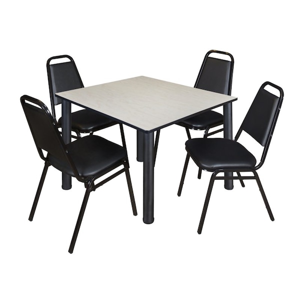 Kee Kee Square Table & Chair Set, Wood, Metal, Vinyl Top, Maple TB4848PLBPBK29BK - main